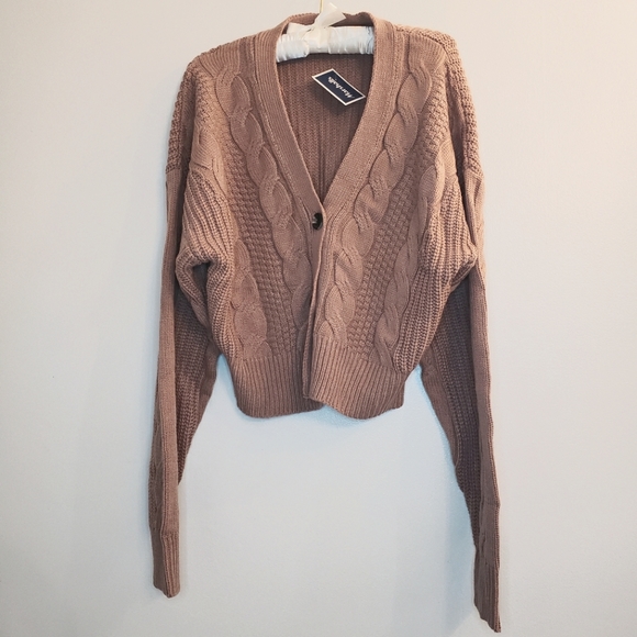 Love Tree Sweaters - NWT Love Tree Cable Knit Cardigan Sweater, Size L, Mauve Pink